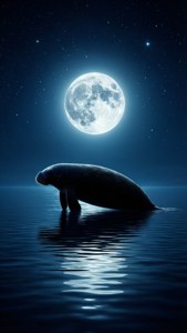 Manatee Under Moonlight