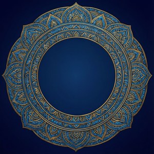 Mandala Blue Gold Border