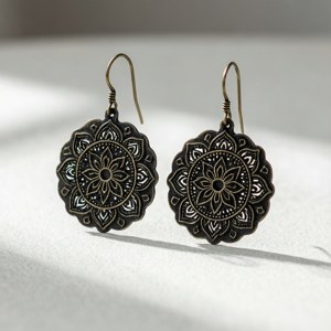Mandala Cutout Brass Earrings