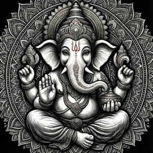 Mandala Ganesha Line Art