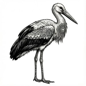 Mandala Stork Line Art