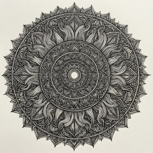 Mandala Sun Line Art