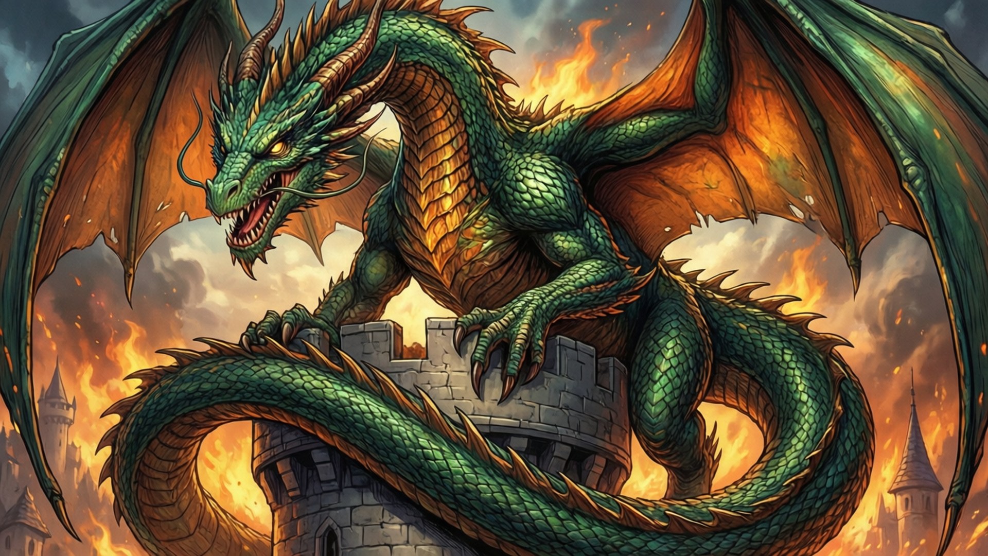 Manga Dragon Castle by Wallpapers.art Studio