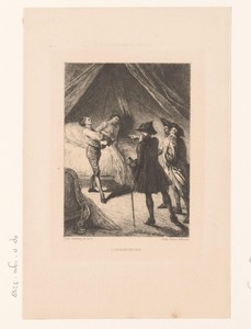 Manon Lescaut en Chevalier des Grieux gearresteerd in de slaapkamer