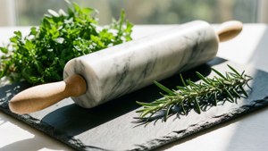 Marble Rolling Pin with Herbs