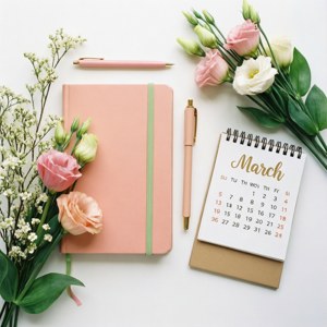 March Stationery Flat Lay
