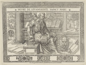 Marcus de evangelist schrijft zijn evangelie