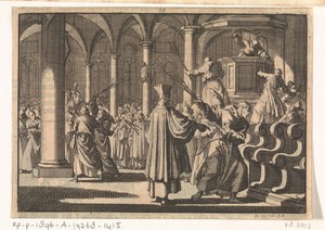 Margarethakerk te La Rochelle wordt opnieuw katholiek gewijd door preekstoel, pilaren en banken met roeden te geselen, 1628