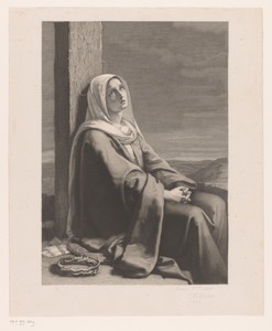 Maria aan de voet van het kruis met naast haar de doornenkroon