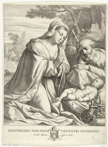 Maria aanbidt het Kind