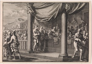Maria en Jozef bij de volkstelling in Bethlehem