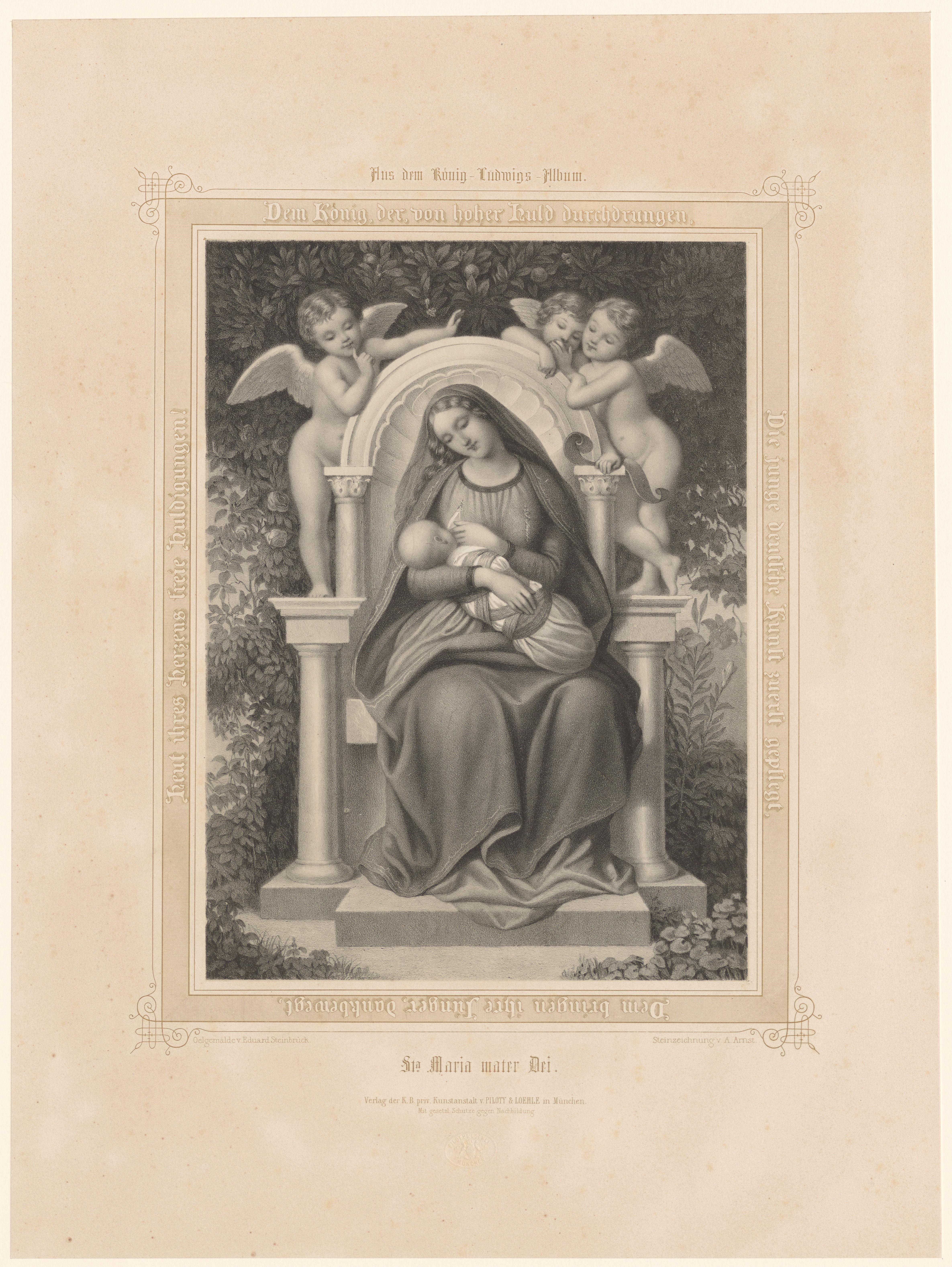 Maria geeft het Christuskind borstvoeding by A. Arnst