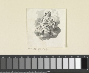 Maria het Christuskind voedend op een wolk