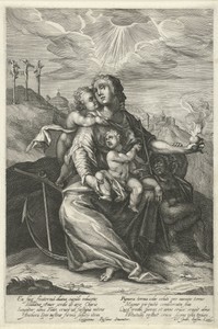 Maria met Christuskind en de kleine Johannes de Doper (verbeelding van de drie theologische deugden)