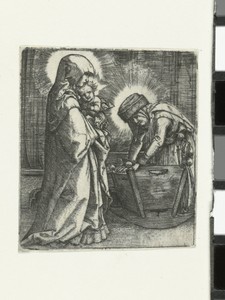 Maria met het Christuskind en Anna bij een wieg