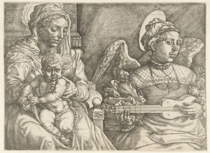 Maria met kind en musicerende engel