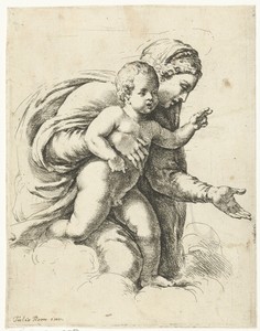 Maria met kind in de wolken