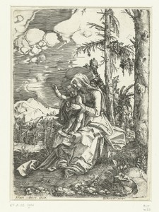 Maria met kind in een landschap