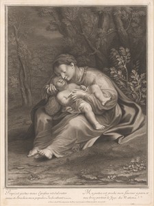 Maria met kind in een landschap