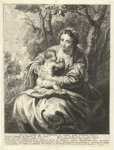 Maria met kind in landschap