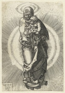 Maria met kind staand op maansikkel