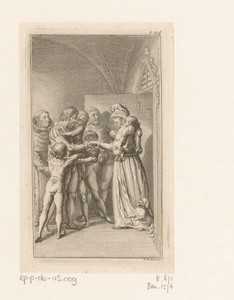 Maria von Sundhain schudt de hand van een van de broeders