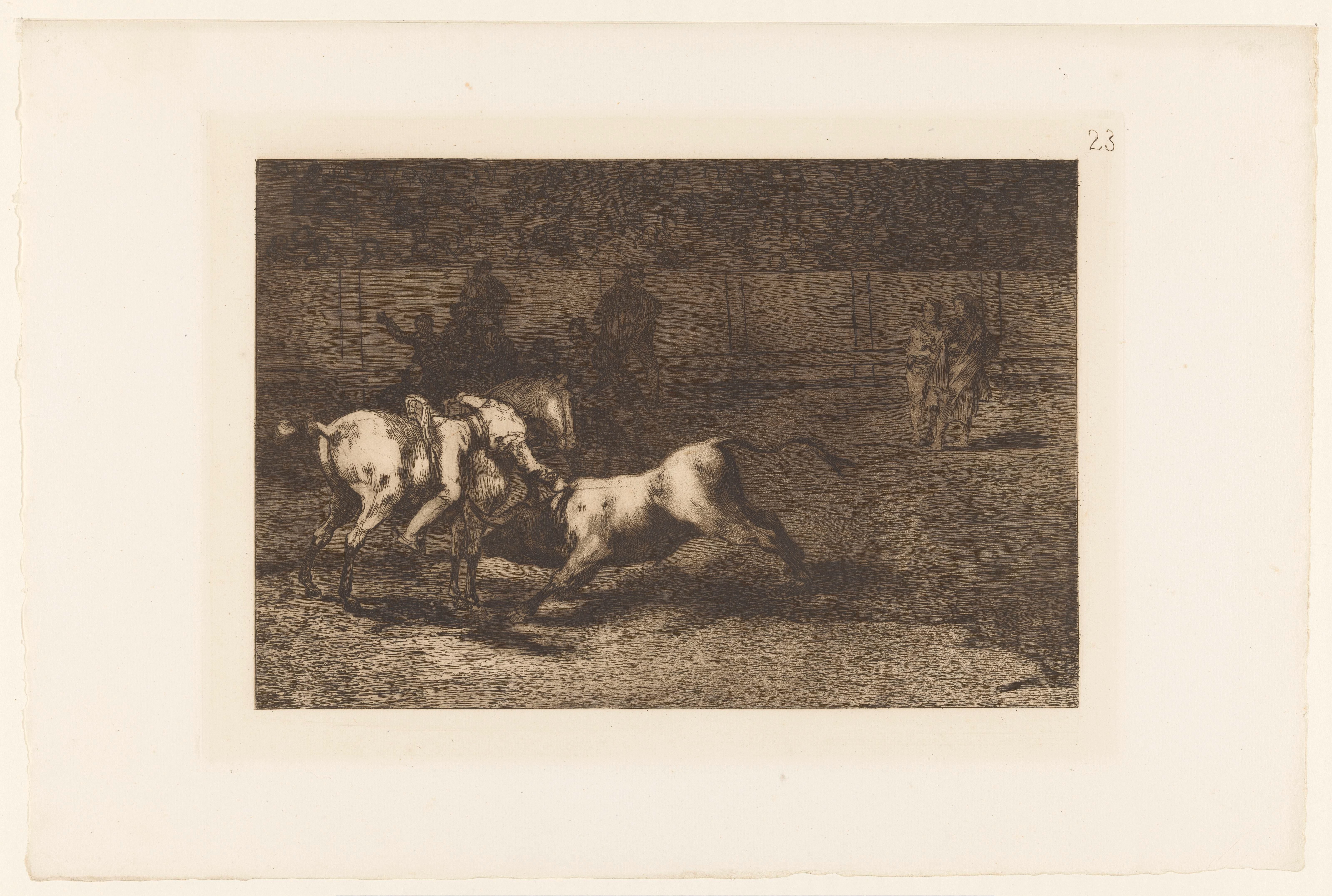 Mariano Ceballos doodt een stier by Francisco de Goya
