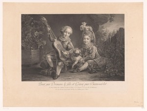 Marie Louis Joseph en Lodewijk Philippe Eugène de Béthune als kind met een mopshond