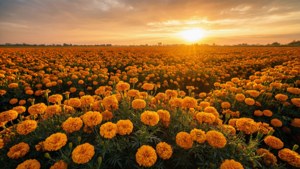 Marigold Field at Sunset