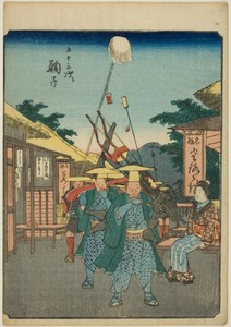 Mariko, from the series "Fifty-three Stations [of the Tokaido] (Gojusan tsugi)," also known as the Figure Tokaido (Jinbutsu Tokaido)