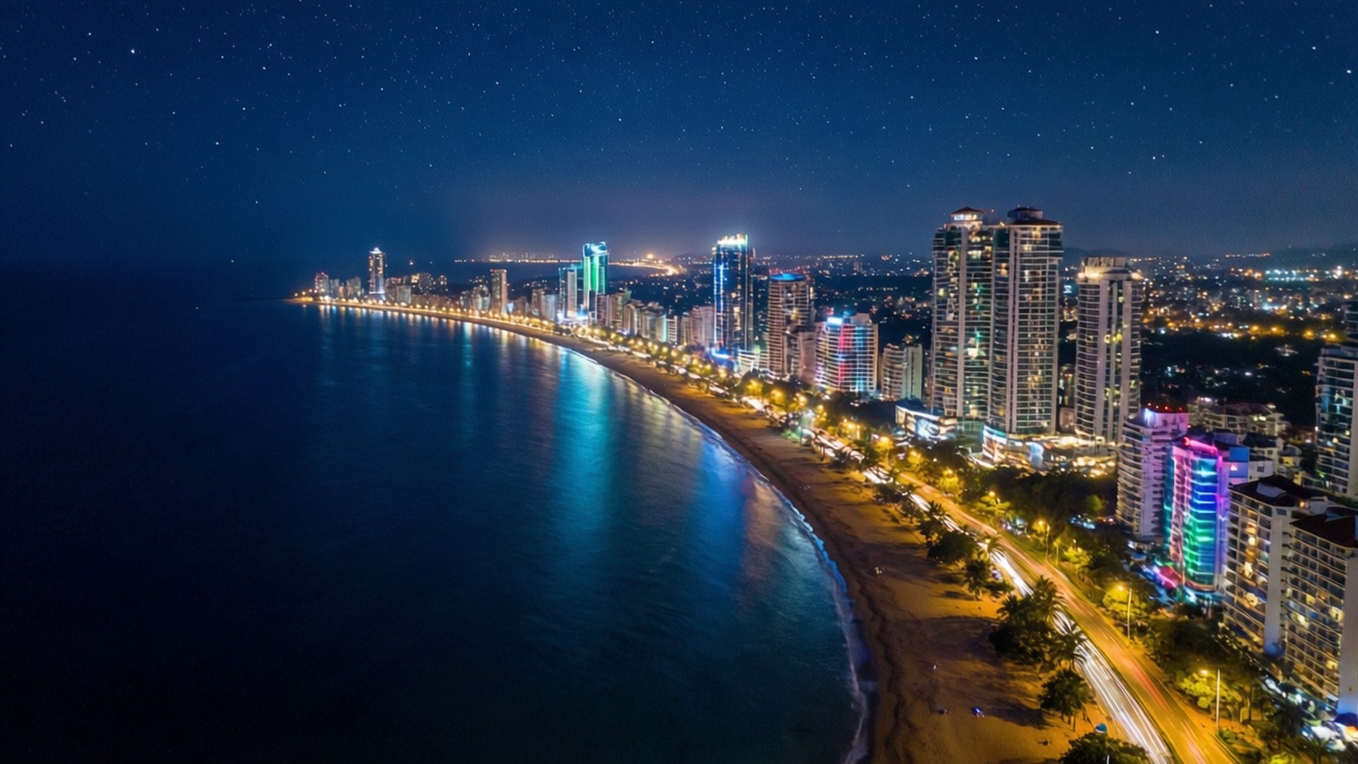 Marine Drive Night Lights by Wallpapers.art Studio
