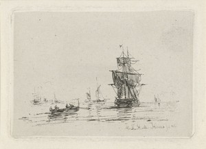 Marine met zeilschip