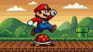 Mario Jumping Over Koopa Shell