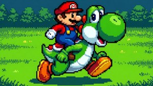 Mario on Yoshi