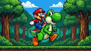 Mario on Yoshi