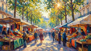 Market Scene en Plein Air