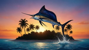 Marlin Over Island