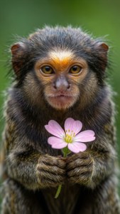 Marmoset Holding Flower