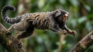 Marmoset in Mid-Leap