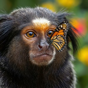 Marmoset with Butterfly