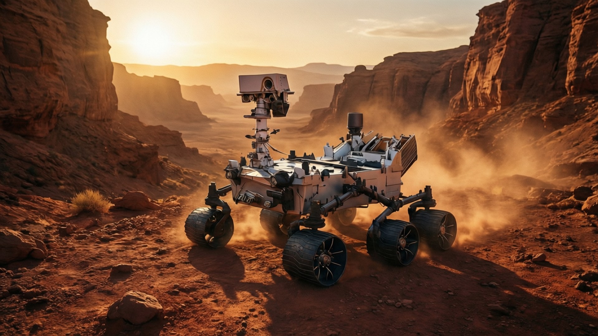 Mars Canyon Sunset Rover by Wallpapers.art Studio