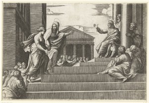 Marta leidt Maria Magdalena naar Christus