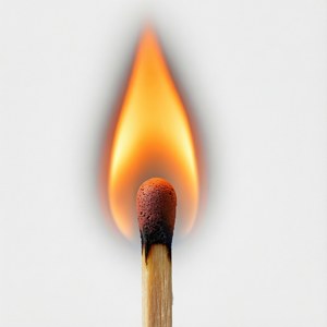 Match Flame on White