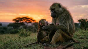 Maternal Love at Sunset