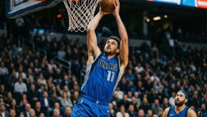 Mavs Player Mid-Air