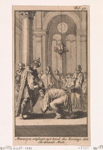 Mazarin ontvangt de kardinaalsmuts van Lodewijk XIII, 1640