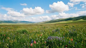 Meadow Blue Sky Wildflowers
