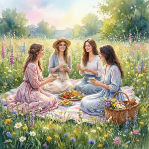 Meadow Picnic Watercolor