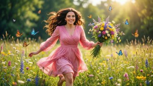 Meadow Run with Flowers