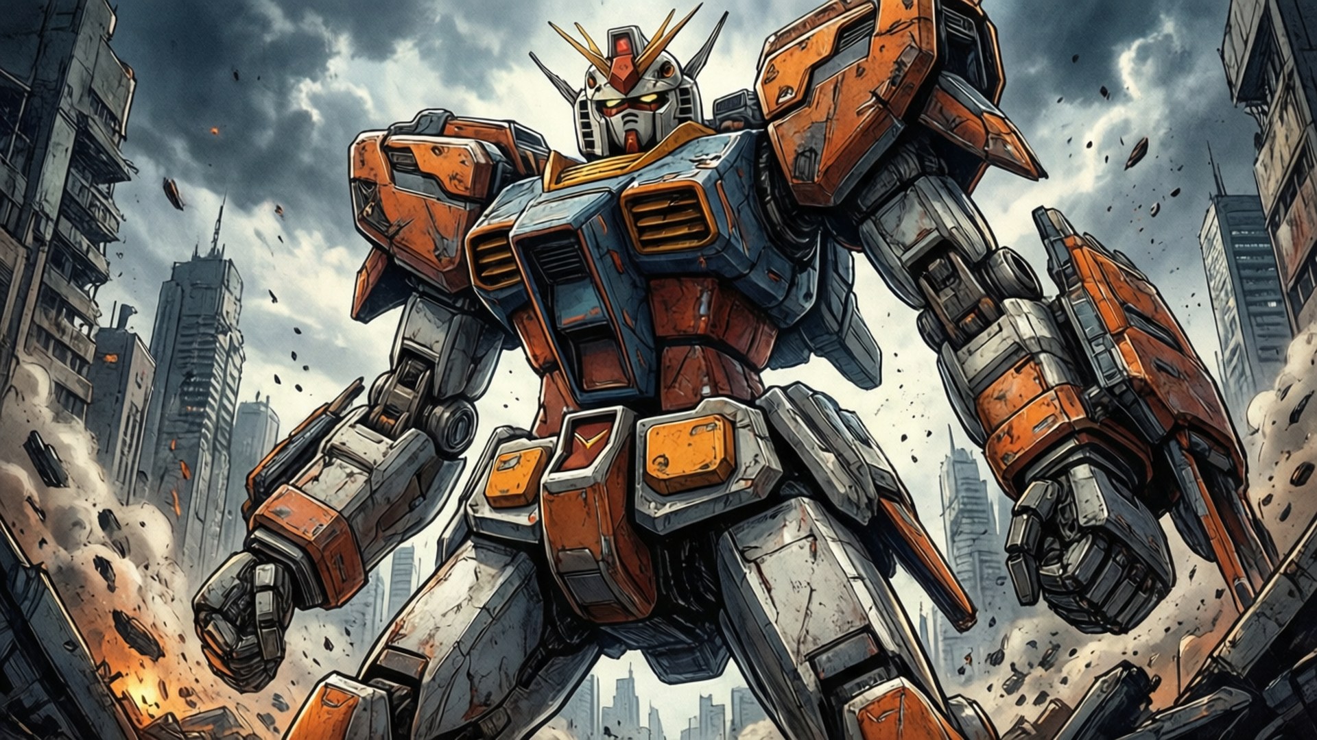 Mecha Manga Destruction by Wallpapers.art Studio